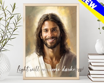 Jesus Christ Watercolor Portrait, Christian Art Print (Digital Download)