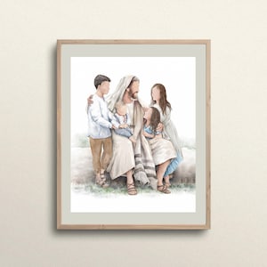 Jesús Ama a los niños pequeños, Jesús Pintando, Cristo con los niños, Jesús Abraza a los Niños, caminando con Jesús, Cristo archivo DIGITAL
