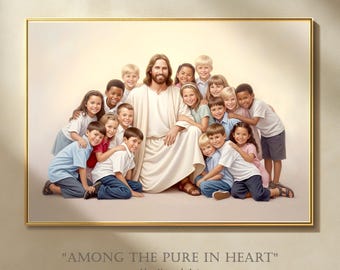 Jesus with Children Art Print, Multicultural Christian Home Decor (Digital Download)