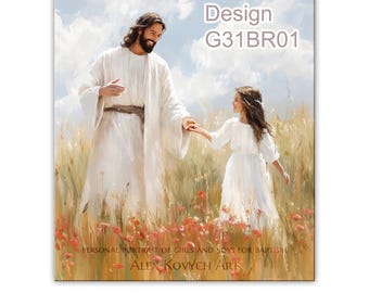 Jesus and Girl Watercolor Print, LDS Baptism Gift (Digital Download)