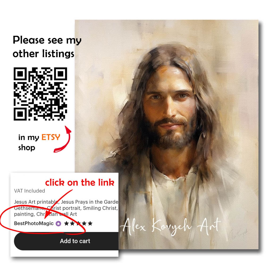 アレックス・コヴィッチによる金髪のイエス・キリストの肖像画