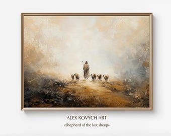 Shepherd of the Lost Sheep Print, Christian Faith Art (Digital Download)