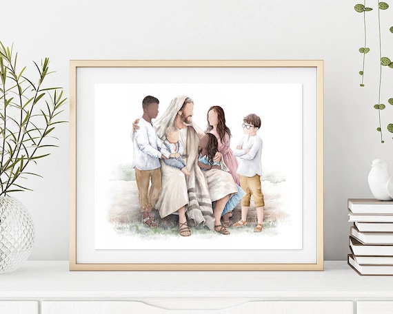 Wandteppich Mit Jesus Und Kindern – Weicher Plüsch, 100% Polyester, Vielseitig Als Decke Oder Deko Nutzbar