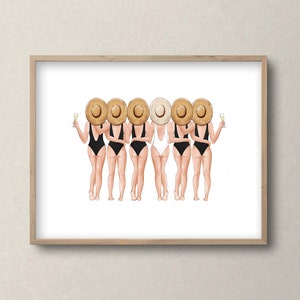 Kiss the Miss Goodbye template, Lipstick Kiss Frame for bride and 5 bridesmaids, Bachelorette Sign, Bridesmaid portrait, Bridal party print