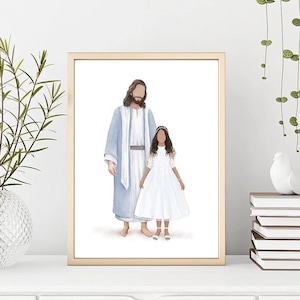 Baptism Gift for Girl, Jesus with Dark-Haired Child Art, I Am a Child of God Print, Digital Download, Walk by Faith, LDS Wall Decor
