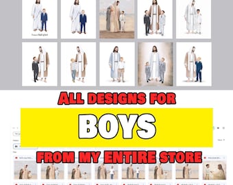 Jesus art and baptism print for boy, All designs for boys from my entire store. All past and future designs, Google Drive access
