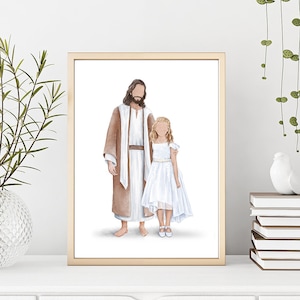 Walking with Jesus, portrait baptism, Jesus with a girl ( Blonde hair ), I am a child of God