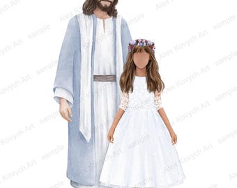 LDS Baptism Gift, Jesus and Child Watercolor Art (Digital Download)
