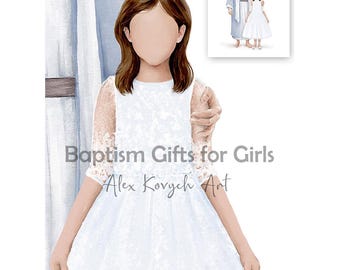 LDS Baptism Gift Girl, Jesus Watercolor Print (Digital Download)