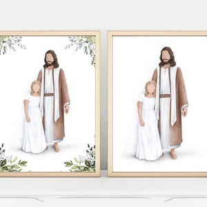 Jesus art, I Walk by faith, Lds Baptism gift, Jesus Christ painting with girl, LDS art gift, I am a Child of God, Jesus with children