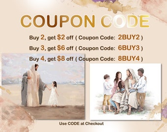Coupon Code ( Do Not Purchase, Information Only ) Use the code to save money! Custom portrait with Jesus. Please refer to item description!