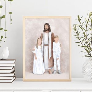 I Walk by faith, Lds Baptism Gift, Jesus painting with girl and boy (Blonde hair), I am a Child of God, Lds Baptism art