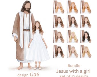 Jesus and Girl Watercolor Print – Baptism Art (Digital Download)