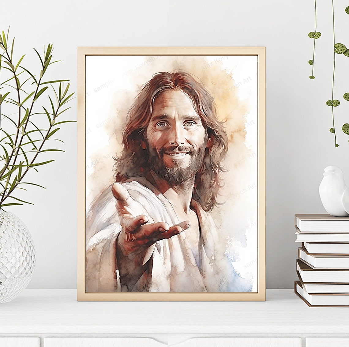 Venez me suivre, téléchargement numérique, art de Jésus-Christ, gravé sur ses mains , art chrétien, art de Jésus LDS, peinture de Jésus, aquarelle du Christ image 1