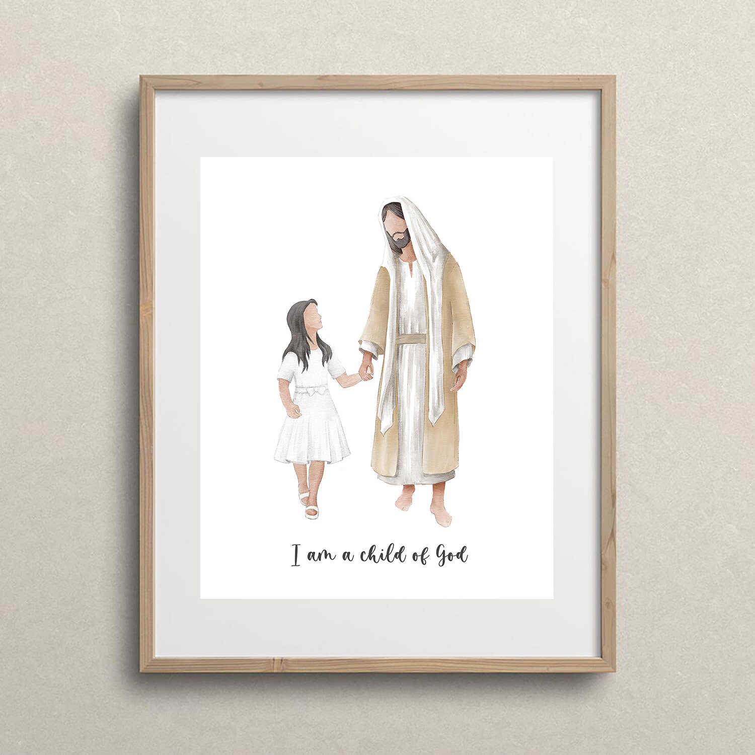 LDS Baptism Girl Print I Walk by Faith Jesus With a Girl - Etsy