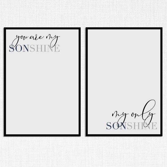 You Are My Sonshine Set of 2 Prints Printable Nursery Décor Etsy