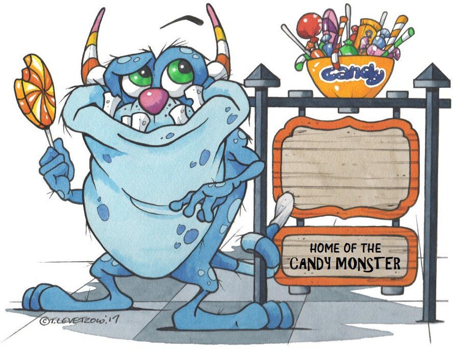 Candy Monster customizable cartoon print by Todd Levetzow Etsy