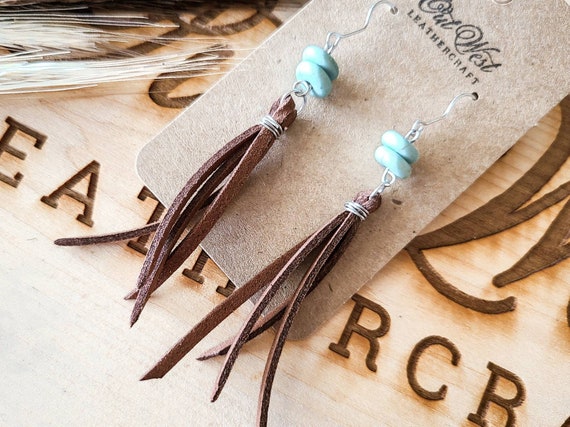 Extra Long Hoop Earrings Leather Fringe Earring Leather 