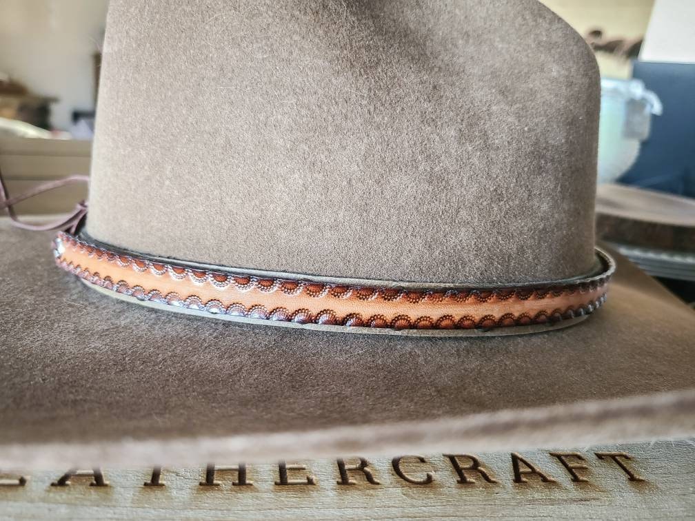 Hat Band Tooled Leather Hat Band Western Hat Band Western Etsy