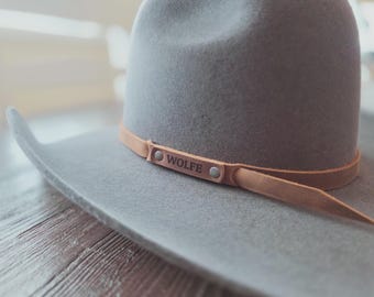 Personalized Leather Hat Band - Monogrammed Western Accessories - Cowboy Hatband - Name Gifts - Initial Gifts - Custom Leather Gifts