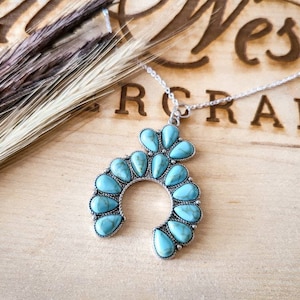 Western Necklace Turquoise Squash Blossom Necklace Western Jewelry Southwestern Necklace Southwestern Jewelry Turquoise Gifts Western Gifts