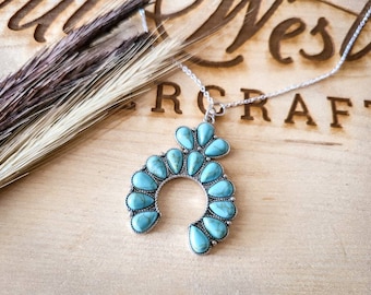 Western Necklace Turquoise Squash Blossom Necklace Western Jewelry Southwestern Necklace Southwestern Jewelry Turquoise Gifts Western Gifts