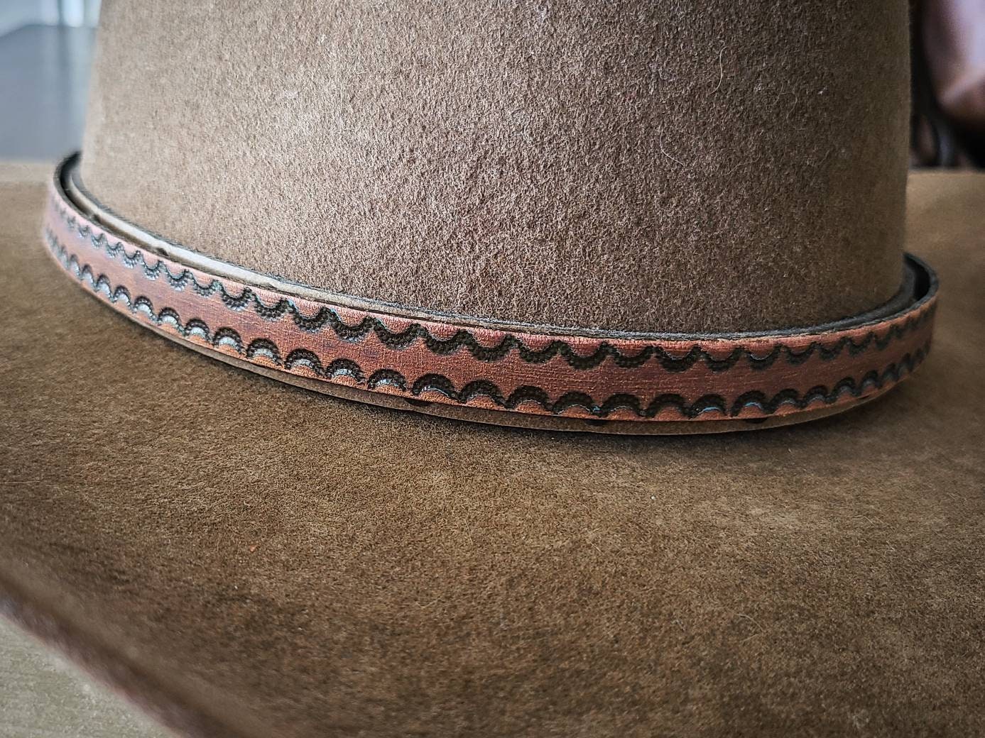 Hat Band Tooled Leather Hat Band Western Hat Band Western Etsy