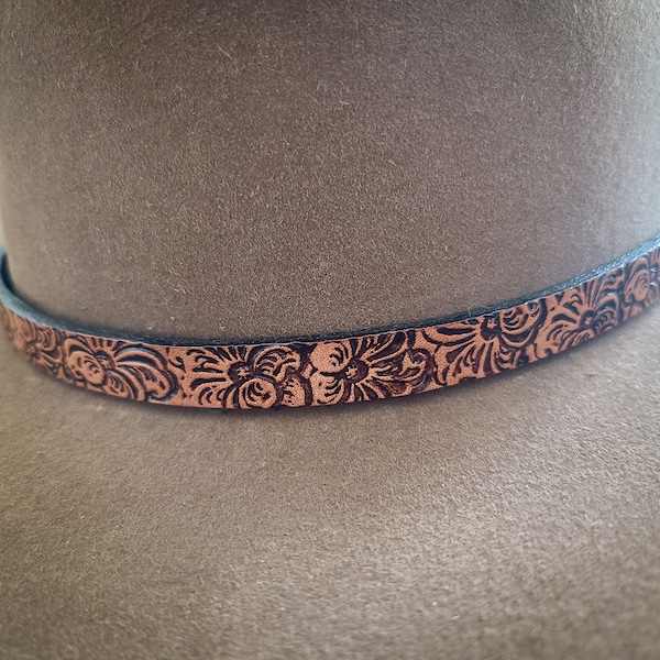 Custom Hat Band Personalized Hatband Tooled Leather Hat Band Western Hat Band Western Leather Cowboy Hat Band Floral Hat Band Flower Hatband