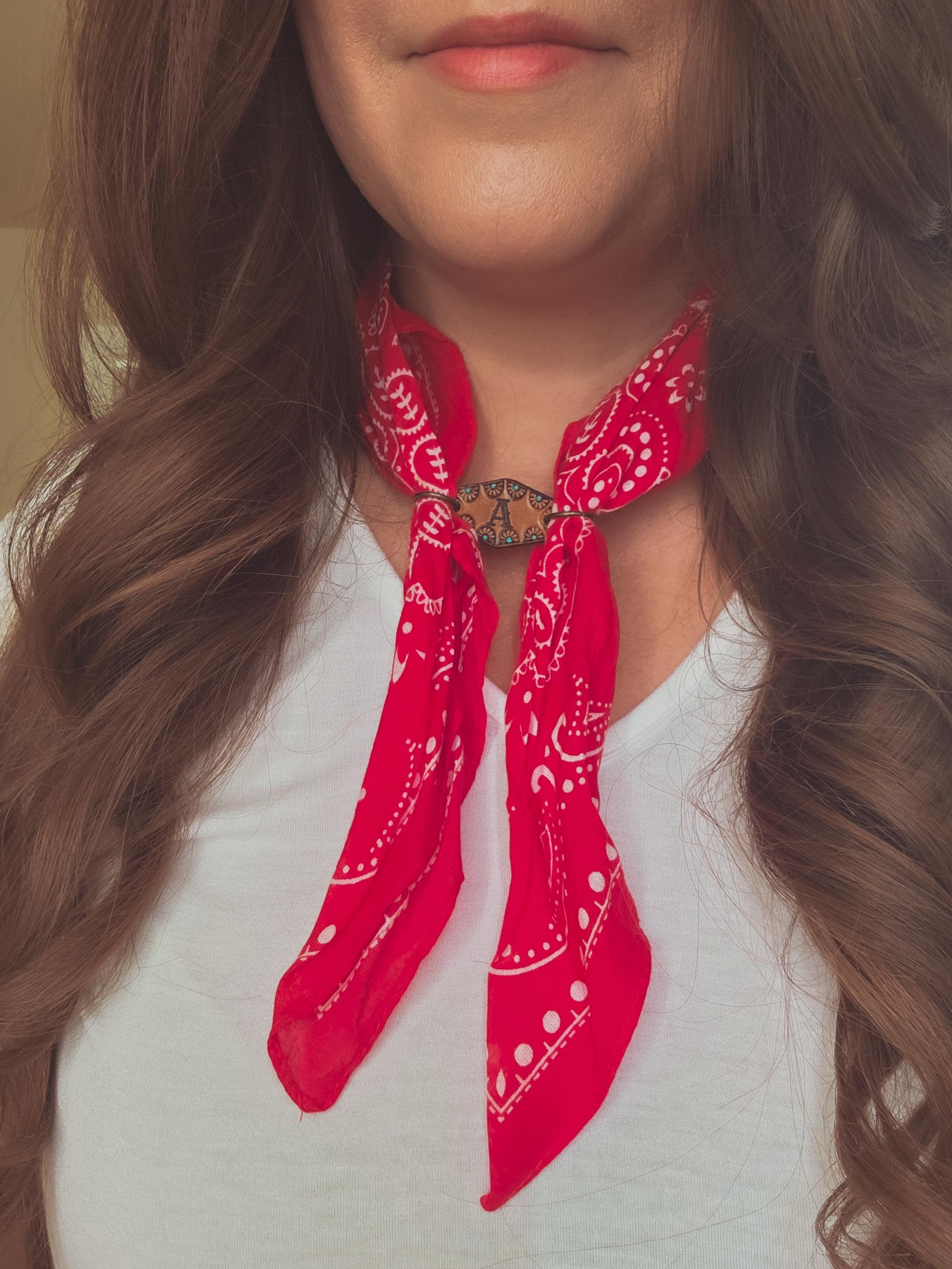Linked Together Faux Leather Scarf. It features a