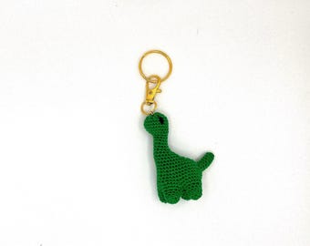 Crochet Dinosaur Keychain: Cotton Bag Charm