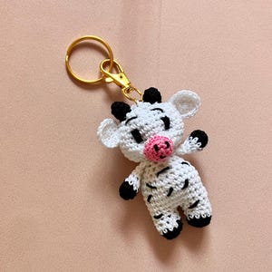 Crochet Cow Keychain: Farm Animal Bag Charm