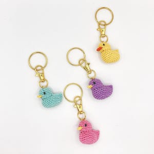 Crochet Duck Keychain | Handmade Cotton Amigurumi Bag Charm