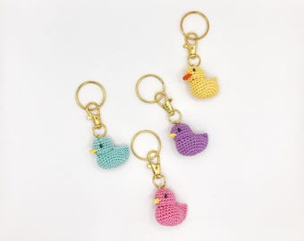 Crochet Duck Keychain | Handmade Cotton Amigurumi Bag Charm