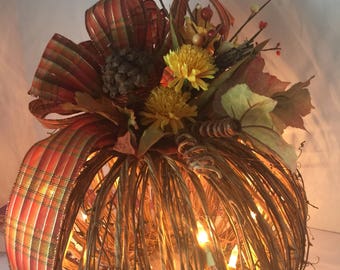 Lighted Fall Twig Pumpkin