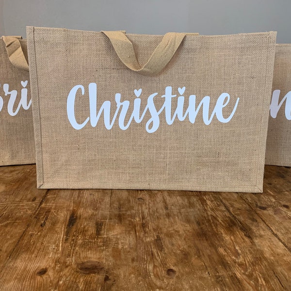 Extra Large Burlap Tote Bag Personalized