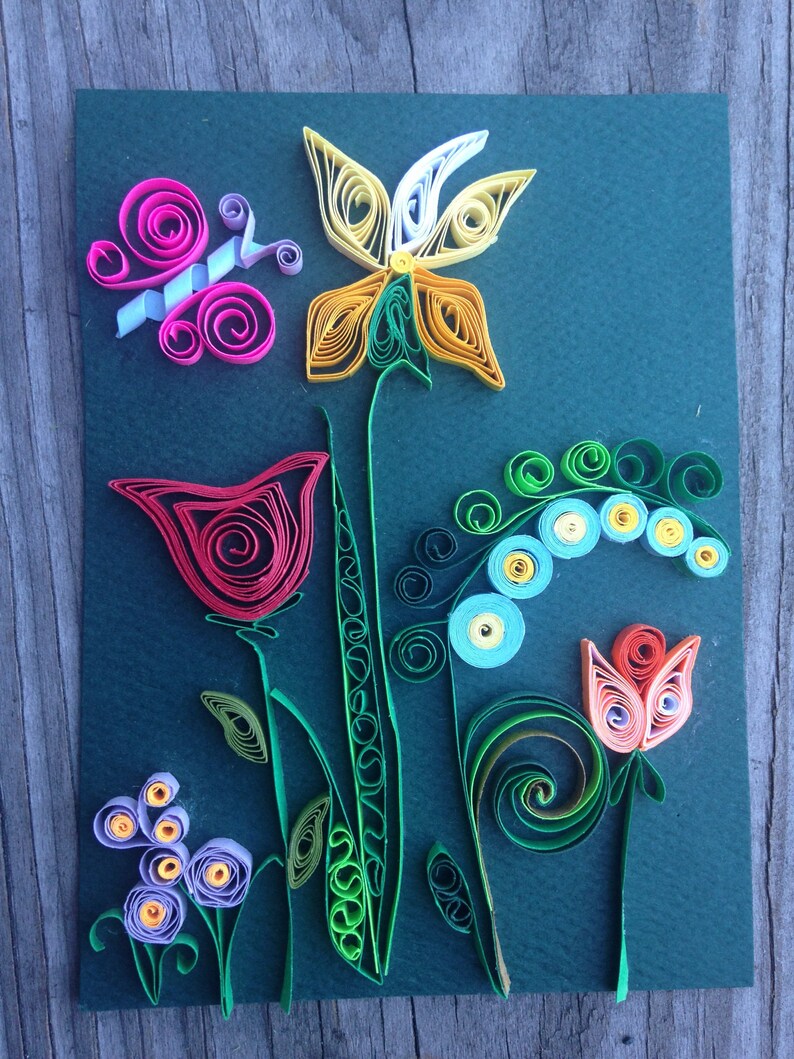 Quilled flower garden/quilled lily/quilled rose/quilled Etsy