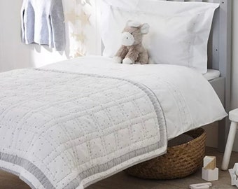 The White Company, Little White Company Dream Quilt Grey Cot Bed, New with Tags