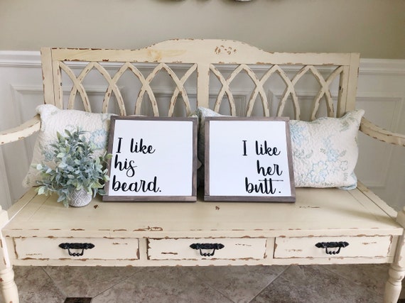 Farmhouse Bedroom Decor Farmhouse Bedroom Farmhouse Wood Sign Master Bedroom Decor Couples Decor I Like His Bead I Like Her Butt