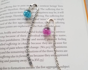 Mini Glow in the Dark Colored Bookmarks, Small Bookmark, Charm Bookmark, Silver Bookmark, Decorative Bookmark, Metal Bookmark, Hook Bookmark