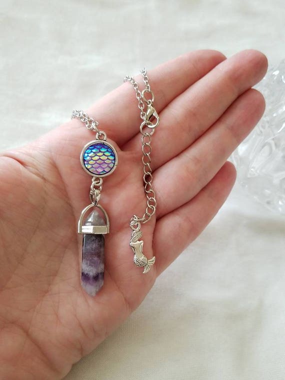 Quaappaa Mermaid Crystal Pendant Necklace For Women & Girls - Purple, 18 Inch Chain - View #10