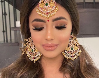 Ruhya Look: Elegant Indian & Pakistani Wedding Jewelry Set for Brides and Festive Occasions