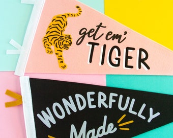 Felt Pennants Get Em Tiger Pennant Wonderfully Made Pennant Tiger Wall Art Kids Wall Art Kids Decor Nursery Decor Pennant Flag for Kids Room