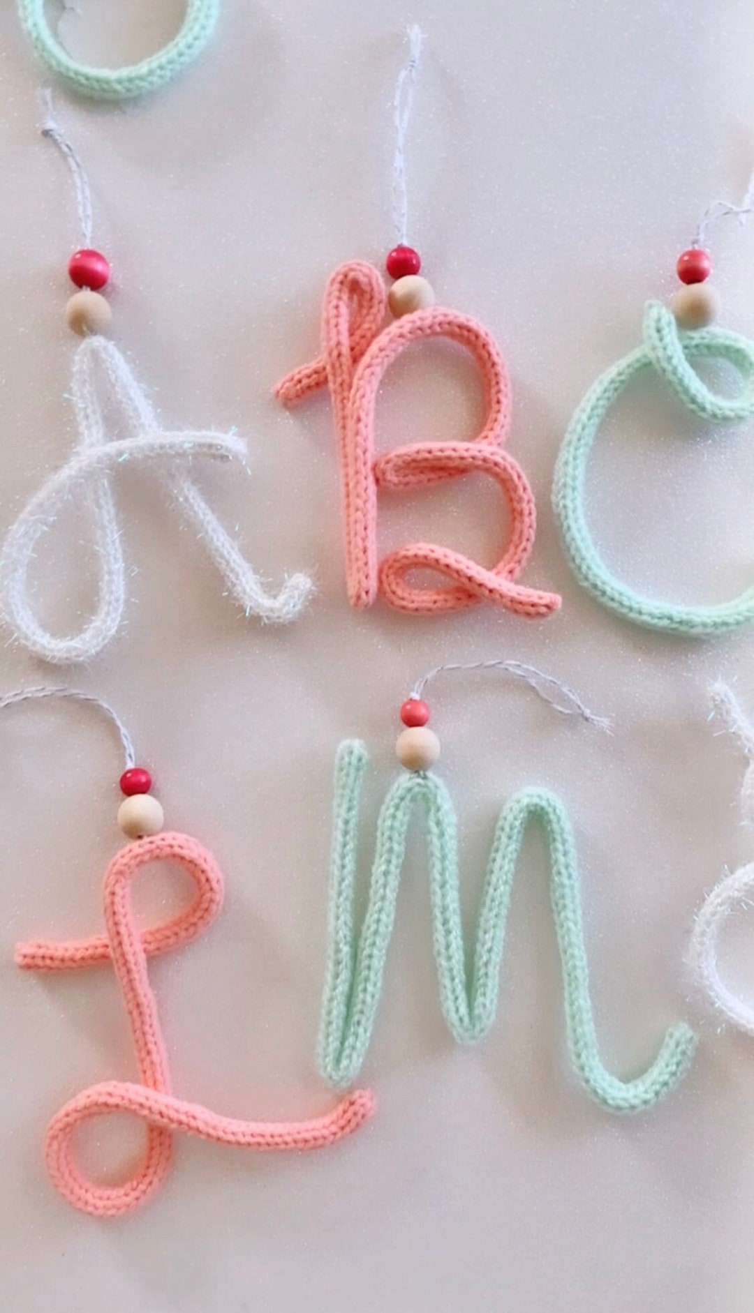 Knitted Letter Ornament, Initial Ornament for Christmas, Stocking