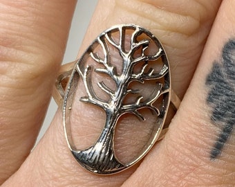 Tree of Life Ring Size 7.5 USA - Sterling Silver - Tree of Life Jewelry - Handmade Sterling Silver Ring - Botanical Tree Jewelry