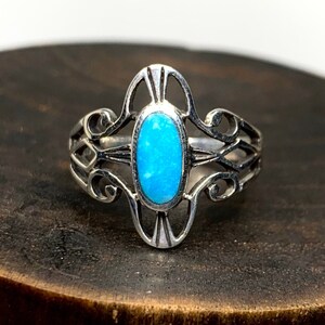 Genuine Turquoise Ring US Size 7.75 - Sterling Silver - Handmade Turquoise Ring - December Birthstone Ring- Birthstone Jewelry