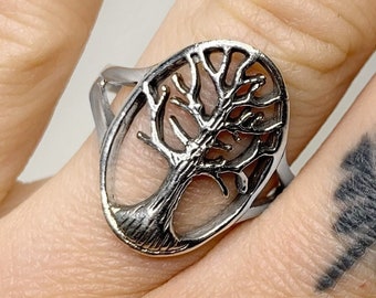 Tree of Life Ring US 8.5 - Sterling Silver - Tree of Life Jewelry - Handmade Jewelry - Sterling Silver Ring - Botanical Jewelry Tree Ring