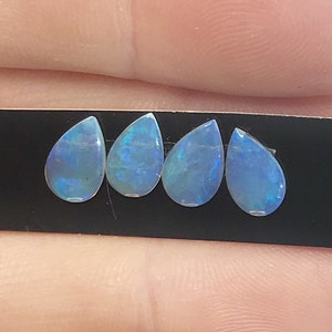 Teardrop Solid Australian Opal 4 Pieces - Cabochon - Black Opal Cabochon - Fire Opal - Jewelry Making - Loose Stones - High Quality