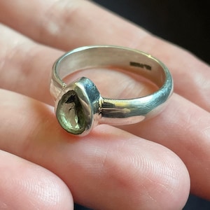 Sparkle! Moldavite Ring US Size 10 - Sterling Silver - Natural Moldavite Engagement Ring - Birthstone Jewelry - Genuine Moldavite Jewelry