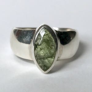 Greenstone Ring Birthstone Jewelry Birthstone Jewelry Sterling Silver Moldavite Ring US 7.5 Moldavite Engagement Ring