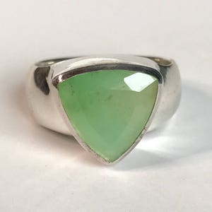Genuine Chrysoprase Ring Size 8  Sterling Silver - Green Stone Jewelry - Chrysoprase Jewelry - Handmade - Seafoam Green Faceted Chrysoprase